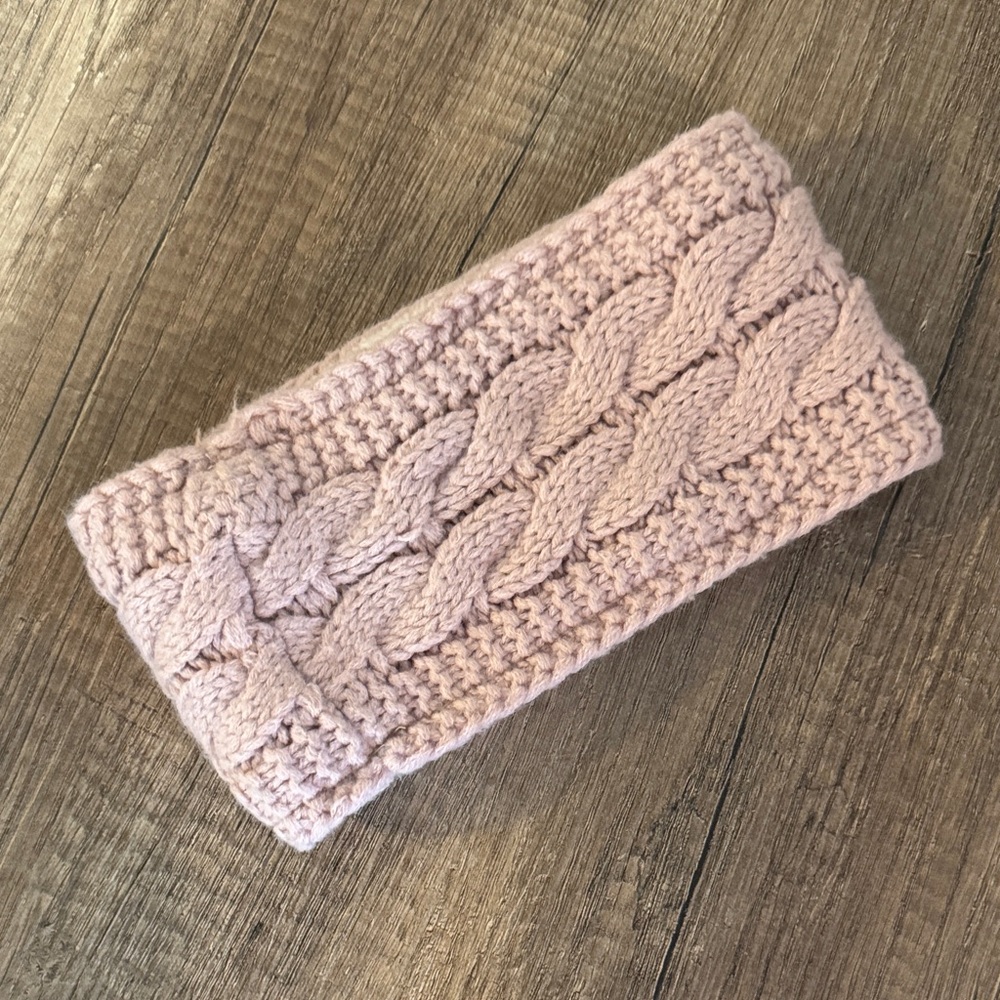 Elegant Pink Cable Knit Headband